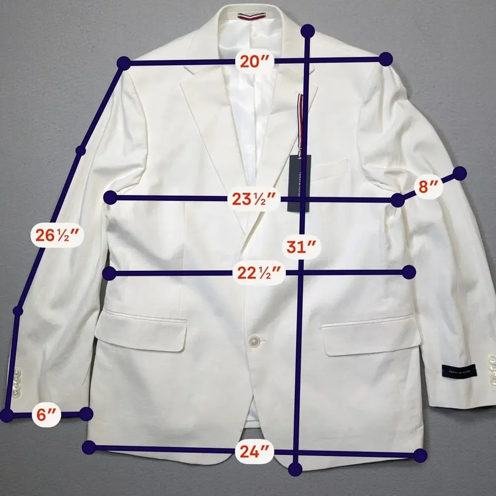 Tommy Hilfiger Men's Modern-Fit 100% Linen Sport Coat white 46R $295